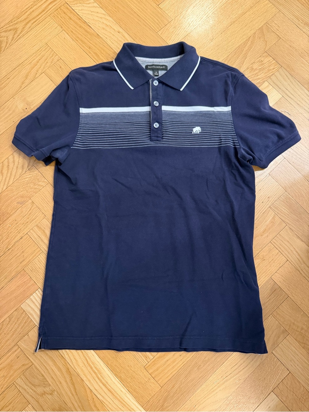 Banana Republic Navy Polo with White Stripe Detail